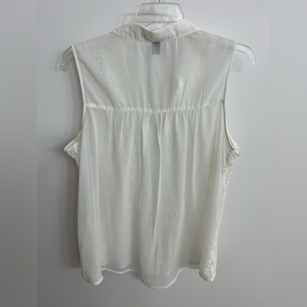 Alfani Ivory Lace Button-Down Blouse - Picture 3 of 8